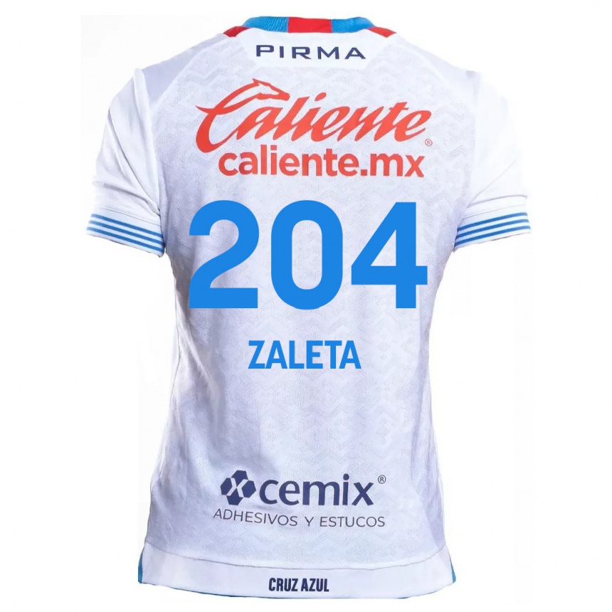 Niño Fútbol Camiseta Mauro Zaleta #204 Blanco Azul 2ª Equipación 2024/25 Argentina