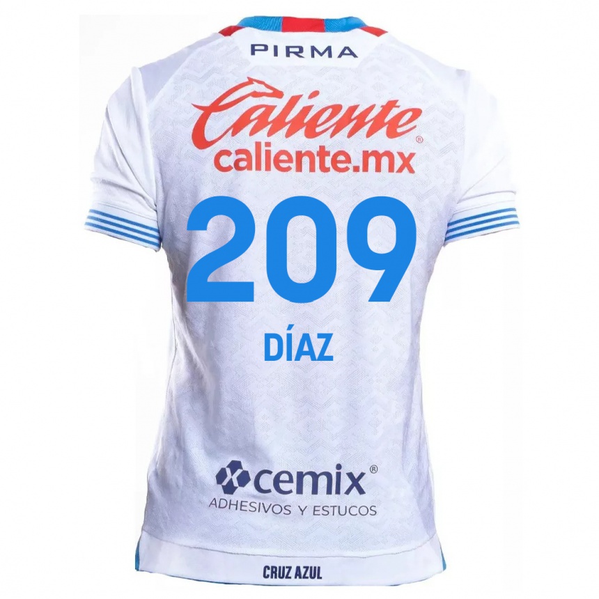 Niño Fútbol Camiseta Josué Díaz #209 Blanco Azul 2ª Equipación 2024/25 Argentina