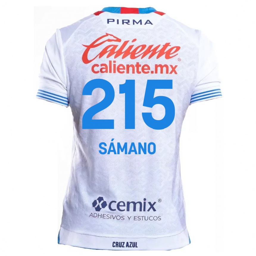 Niño Fútbol Camiseta Fernando Sámano #215 Blanco Azul 2ª Equipación 2024/25 Argentina