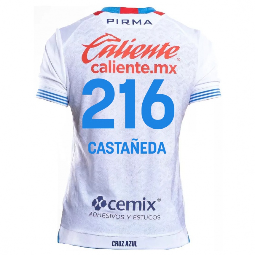 Niño Fútbol Camiseta Ian Castañeda #216 Blanco Azul 2ª Equipación 2024/25 Argentina