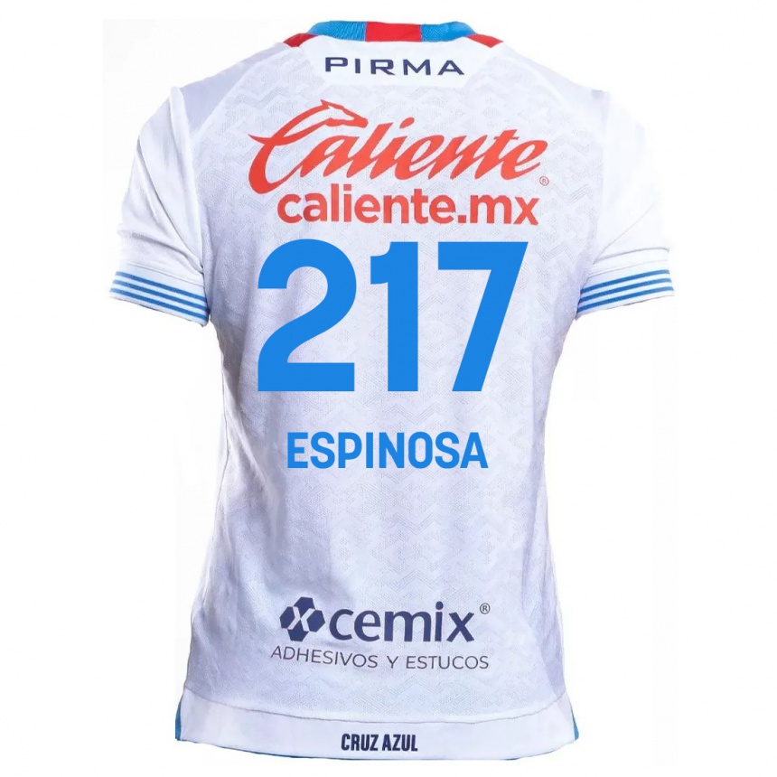 Niño Fútbol Camiseta Samuel Espinosa #217 Blanco Azul 2ª Equipación 2024/25 Argentina