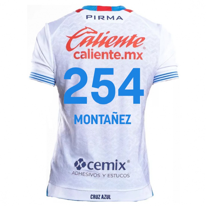 Niño Fútbol Camiseta Humberto Montañez #254 Blanco Azul 2ª Equipación 2024/25 Argentina