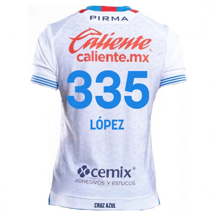 Niño Fútbol Camiseta Alfredo López #335 Blanco Azul 2ª Equipación 2024/25 Argentina