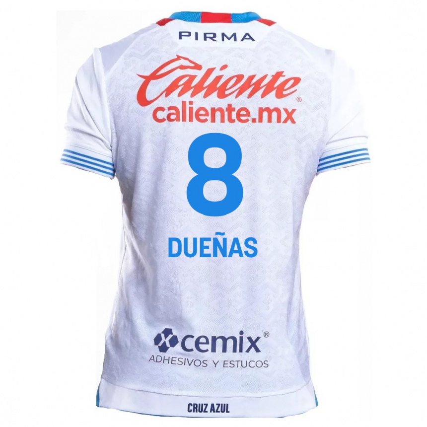 Niño Fútbol Camiseta Jesús Dueñas #8 Blanco Azul 2ª Equipación 2024/25 Argentina