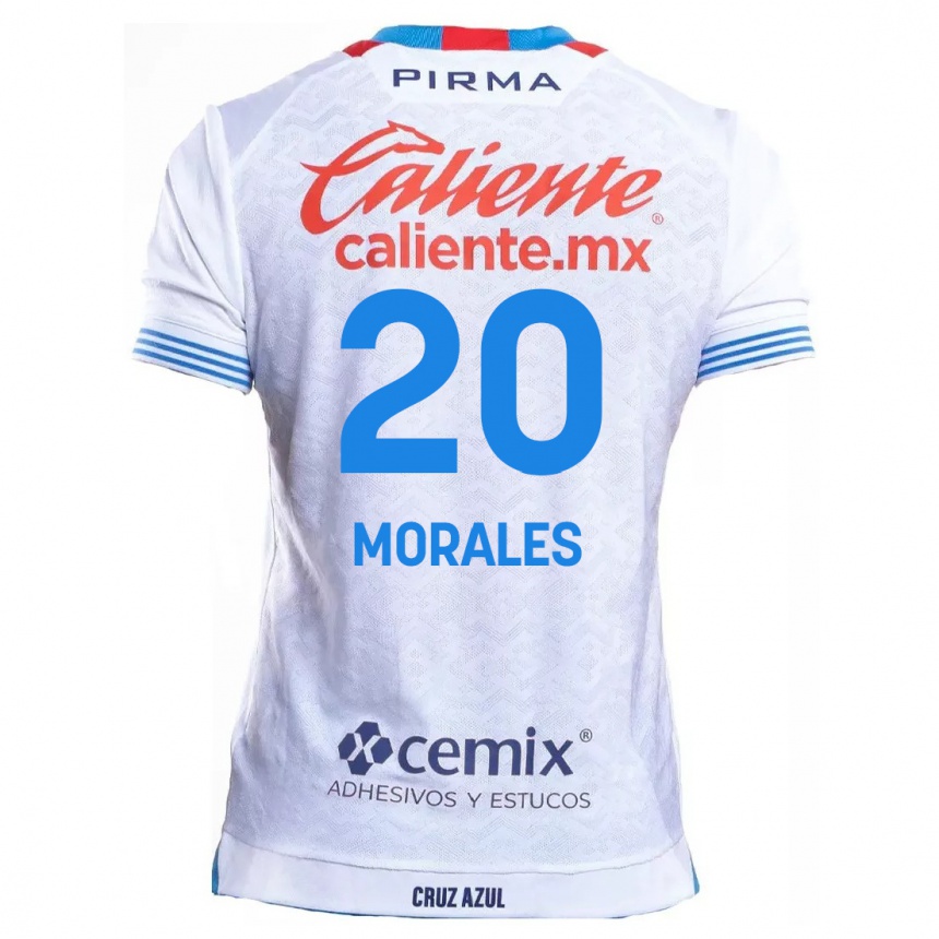 Niño Fútbol Camiseta Iván Morales #20 Blanco Azul 2ª Equipación 2024/25 Argentina