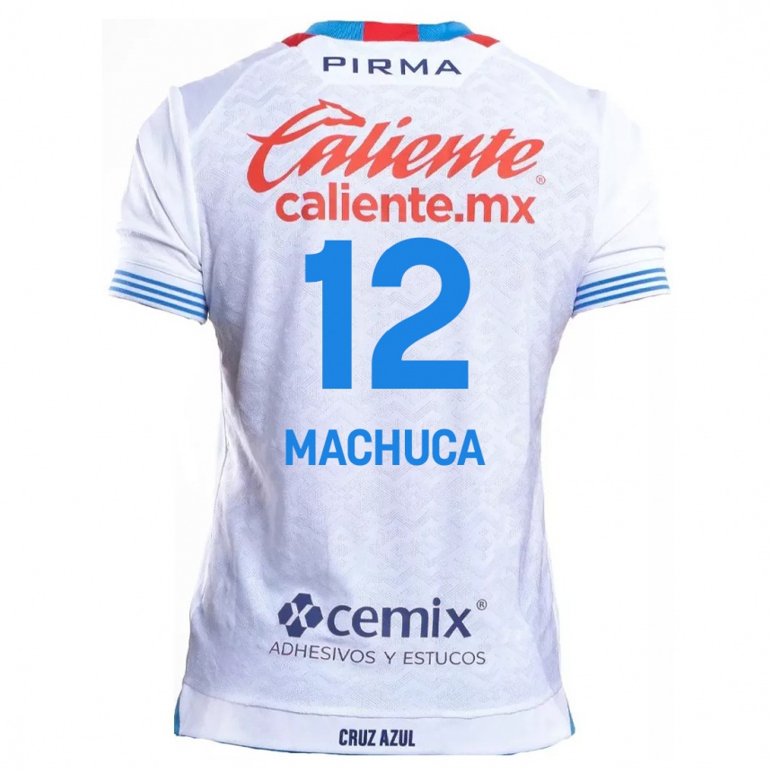 Niño Fútbol Camiseta Gabriela Machuca #12 Blanco Azul 2ª Equipación 2024/25 Argentina