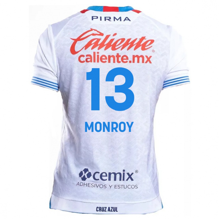 Niño Fútbol Camiseta Daniela Monroy #13 Blanco Azul 2ª Equipación 2024/25 Argentina