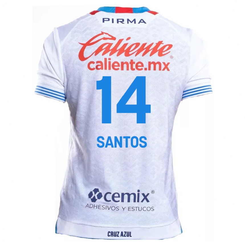 Niño Fútbol Camiseta Eleisa Santos #14 Blanco Azul 2ª Equipación 2024/25 Argentina