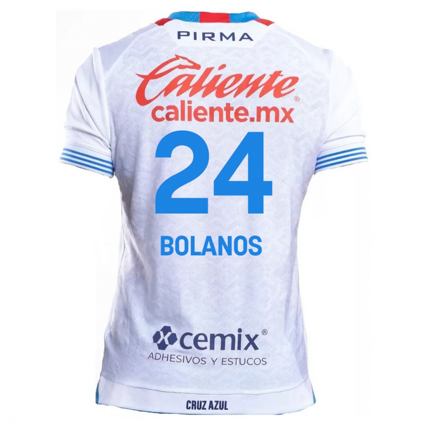 Niño Fútbol Camiseta Jatziry Bolanos #24 Blanco Azul 2ª Equipación 2024/25 Argentina