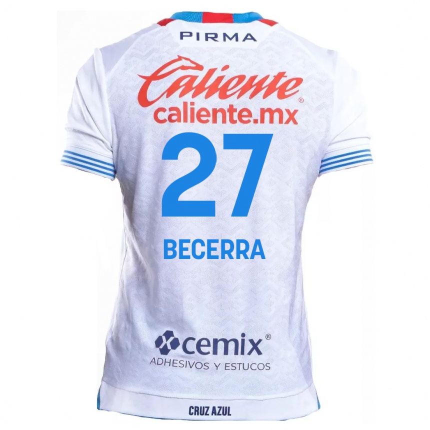 Niño Fútbol Camiseta Ana Becerra #27 Blanco Azul 2ª Equipación 2024/25 Argentina