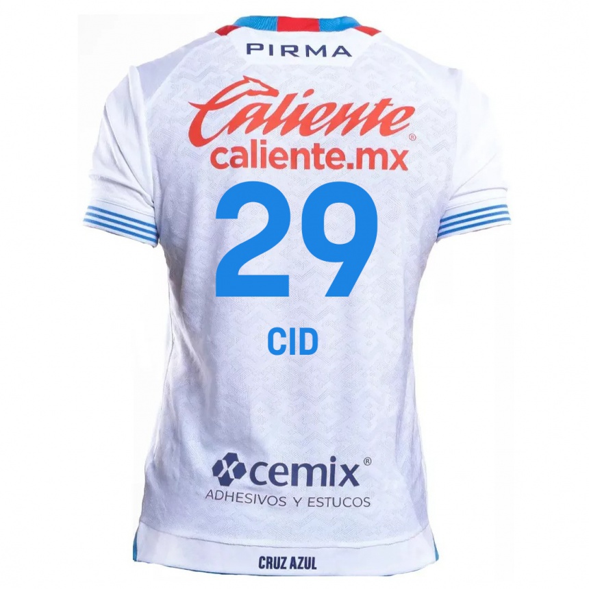 Niño Fútbol Camiseta Claudia Cid #29 Blanco Azul 2ª Equipación 2024/25 Argentina