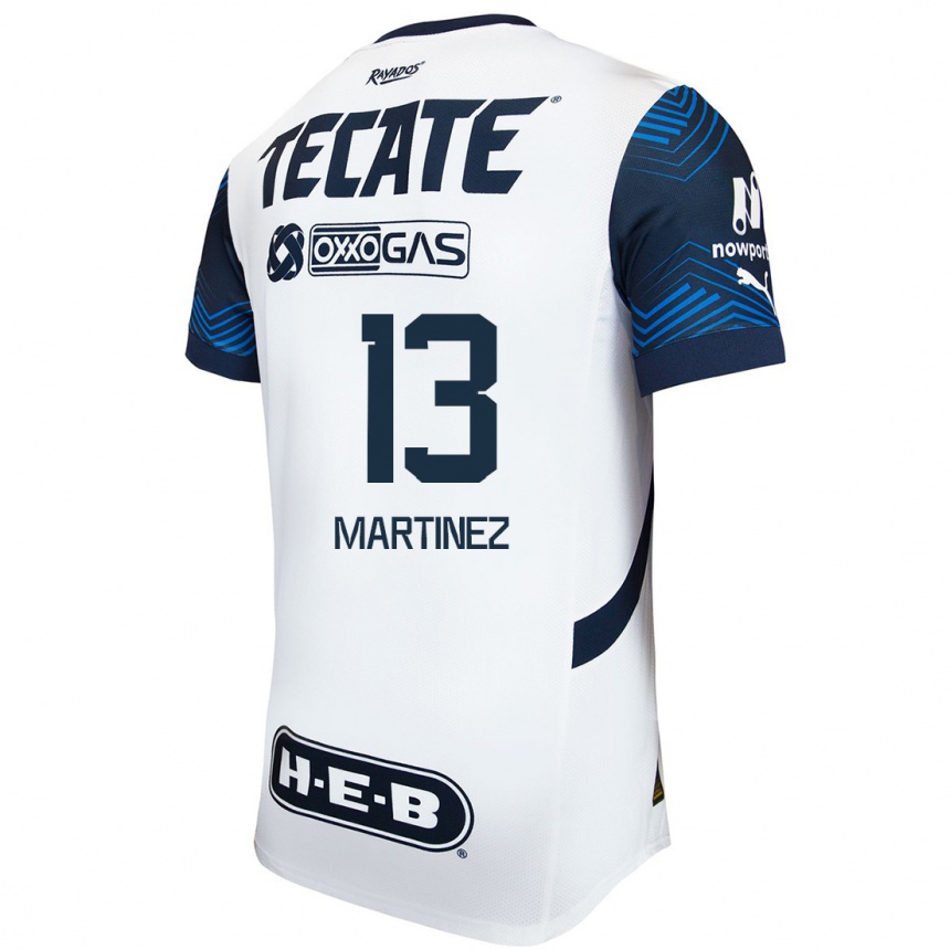 Niño Fútbol Camiseta Jaziel Martínez #13 Blanco Azul 2ª Equipación 2024/25 Argentina