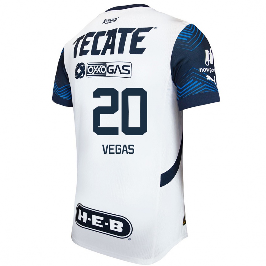 Niño Fútbol Camiseta Sebastián Vegas #20 Blanco Azul 2ª Equipación 2024/25 Argentina