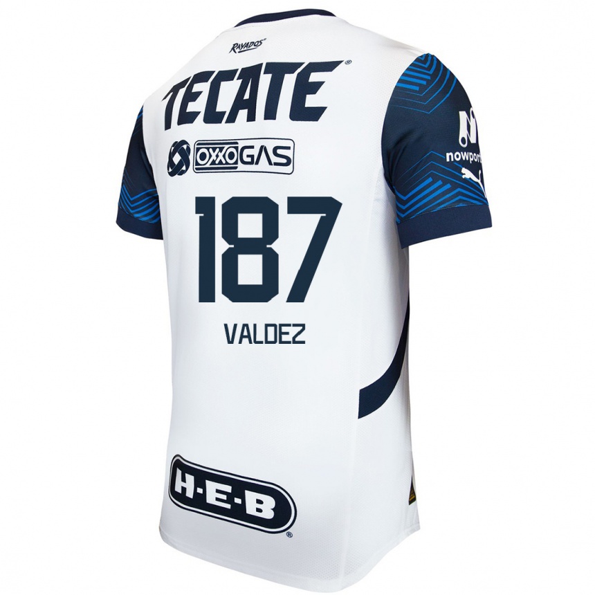 Niño Fútbol Camiseta Érick Valdez #187 Blanco Azul 2ª Equipación 2024/25 Argentina