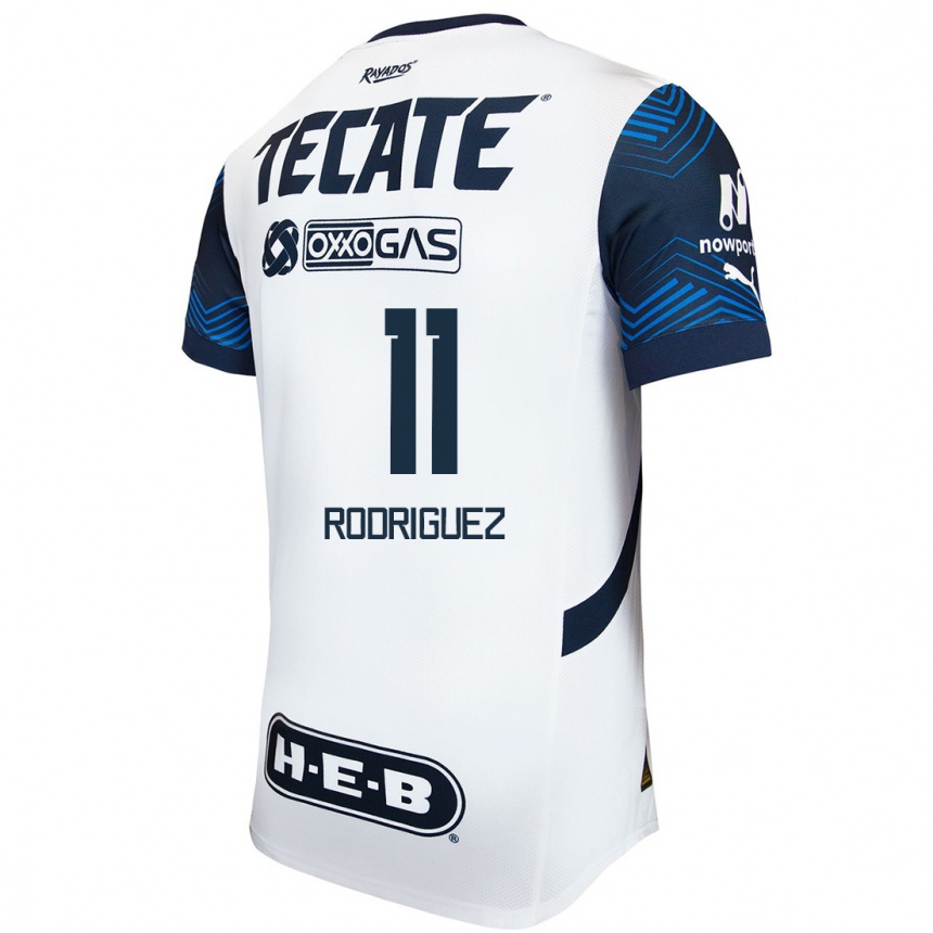 Niño Fútbol Camiseta Lizette Rodriguez #11 Blanco Azul 2ª Equipación 2024/25 Argentina