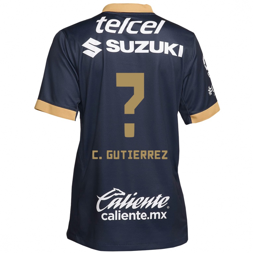 Niño Fútbol Camiseta Carlos Gutiérrez #0 Obsidiana Dorada Blanca 2ª Equipación 2024/25 Argentina