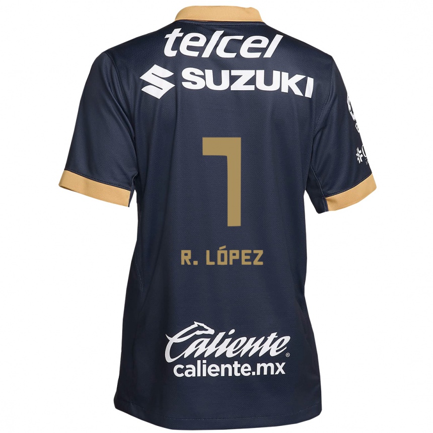 Niño Fútbol Camiseta Rodrigo López #7 Obsidiana Dorada Blanca 2ª Equipación 2024/25 Argentina