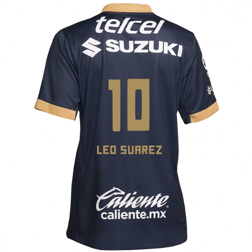 Niño Fútbol Camiseta Leo Suárez #10 Obsidiana Dorada Blanca 2ª Equipación 2024/25 Argentina