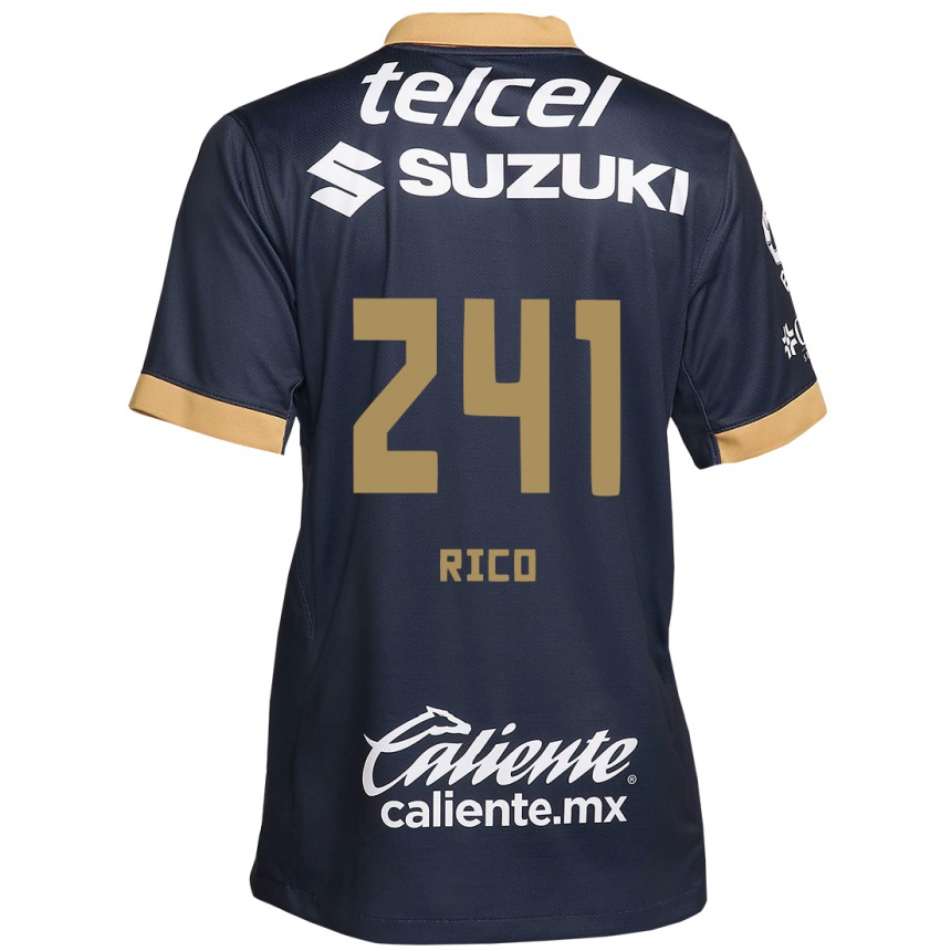 Niño Fútbol Camiseta Ángel Rico #241 Obsidiana Dorada Blanca 2ª Equipación 2024/25 Argentina