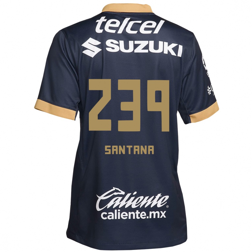 Niño Fútbol Camiseta Guillermo Santana #239 Obsidiana Dorada Blanca 2ª Equipación 2024/25 Argentina