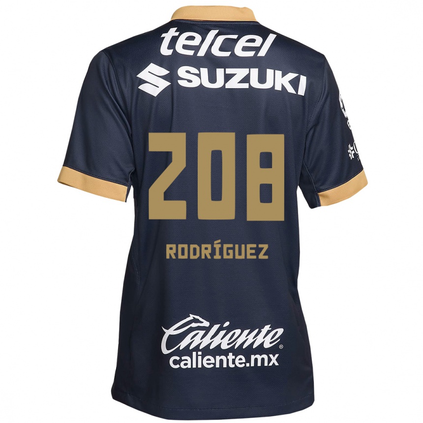 Niño Fútbol Camiseta Gael Rodríguez #208 Obsidiana Dorada Blanca 2ª Equipación 2024/25 Argentina