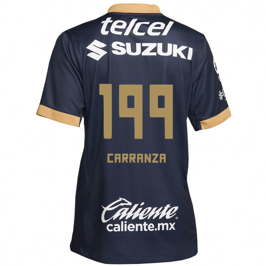 Niño Fútbol Camiseta Kléber Carranza #199 Obsidiana Dorada Blanca 2ª Equipación 2024/25 Argentina