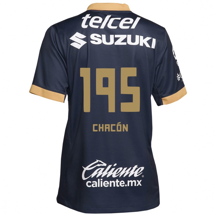 Niño Fútbol Camiseta Eduardo Chacón #195 Obsidiana Dorada Blanca 2ª Equipación 2024/25 Argentina