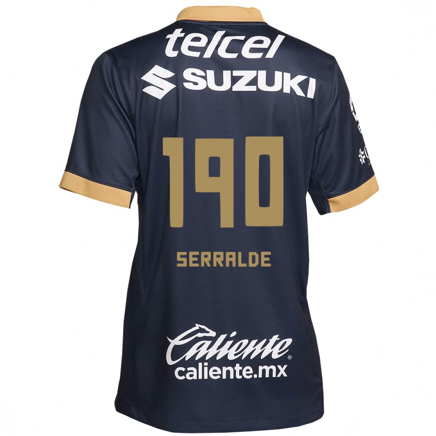 Niño Fútbol Camiseta Gerardo Serralde #190 Obsidiana Dorada Blanca 2ª Equipación 2024/25 Argentina