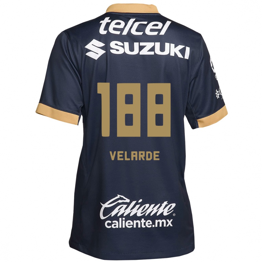 Niño Fútbol Camiseta Andrés Velarde #188 Obsidiana Dorada Blanca 2ª Equipación 2024/25 Argentina