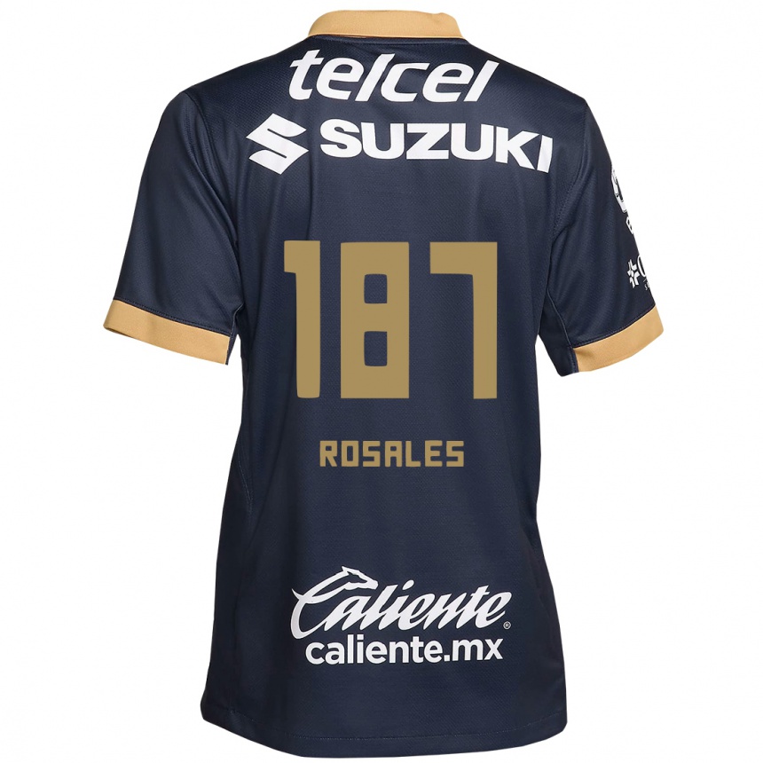 Niño Fútbol Camiseta Alonso Rosales #187 Obsidiana Dorada Blanca 2ª Equipación 2024/25 Argentina