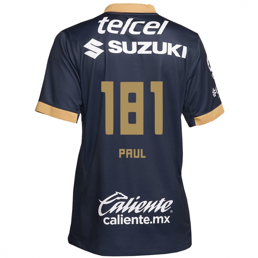 Niño Fútbol Camiseta Miguel Paul #181 Obsidiana Dorada Blanca 2ª Equipación 2024/25 Argentina