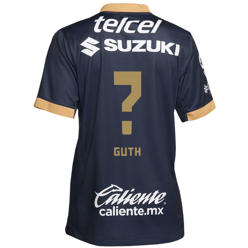 Niño Fútbol Camiseta Tiago Guth #0 Obsidiana Dorada Blanca 2ª Equipación 2024/25 Argentina