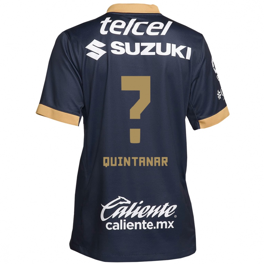 Niño Fútbol Camiseta Edgar Quintanar #0 Obsidiana Dorada Blanca 2ª Equipación 2024/25 Argentina