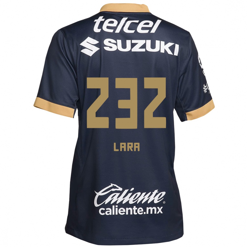 Niño Fútbol Camiseta Pablo Lara #232 Obsidiana Dorada Blanca 2ª Equipación 2024/25 Argentina