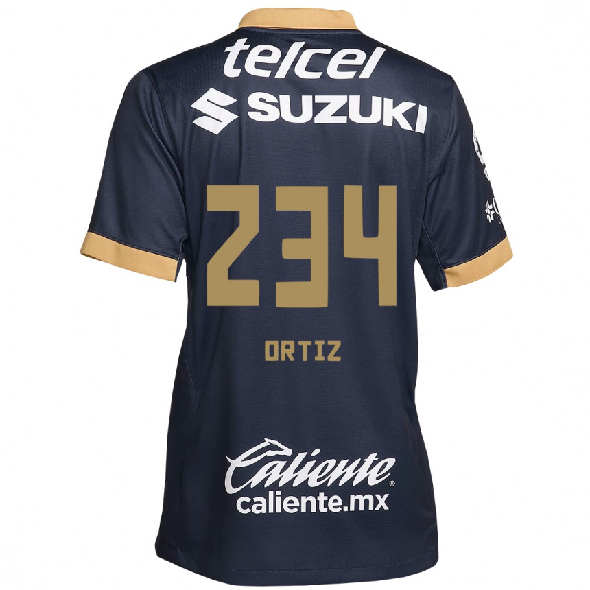 Niño Fútbol Camiseta Jorge Ortiz #234 Obsidiana Dorada Blanca 2ª Equipación 2024/25 Argentina