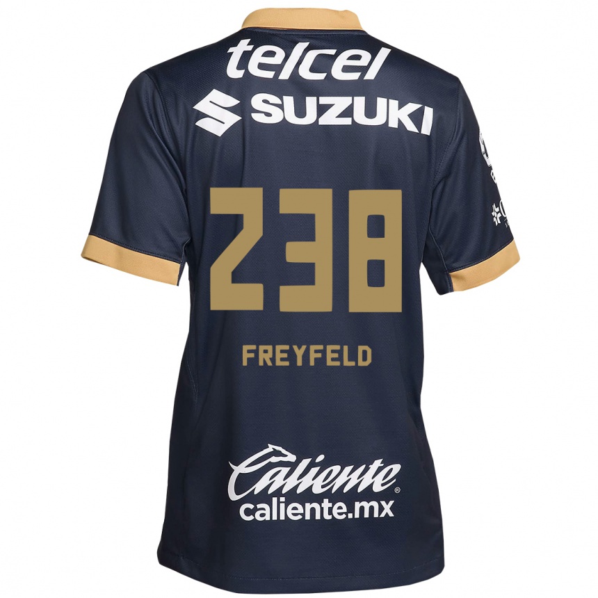 Niño Fútbol Camiseta Julián Freyfeld #238 Obsidiana Dorada Blanca 2ª Equipación 2024/25 Argentina