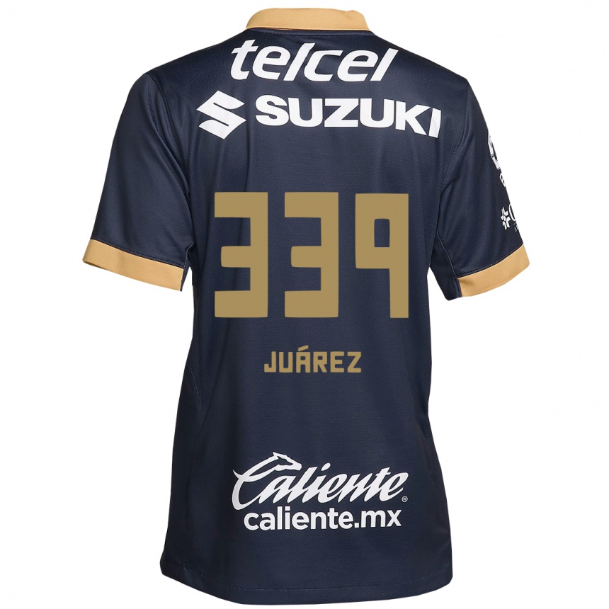 Niño Fútbol Camiseta Jonathan Juárez #339 Obsidiana Dorada Blanca 2ª Equipación 2024/25 Argentina