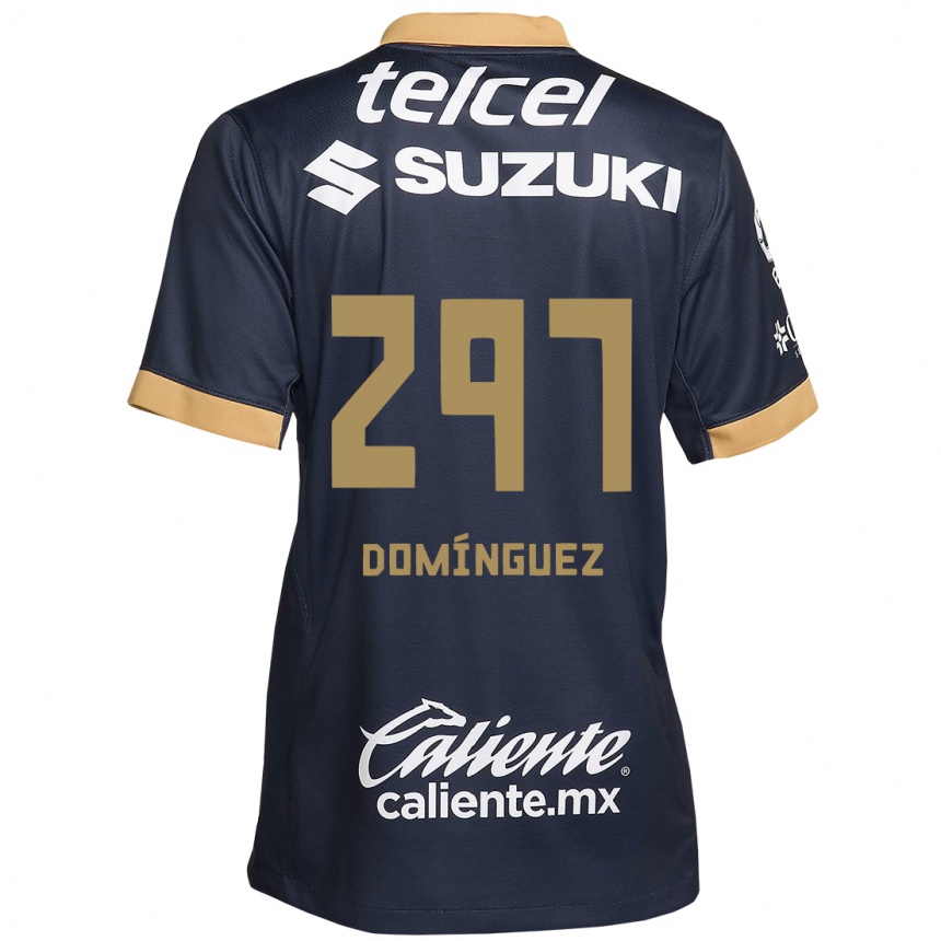 Niño Fútbol Camiseta Julio Domínguez #297 Obsidiana Dorada Blanca 2ª Equipación 2024/25 Argentina