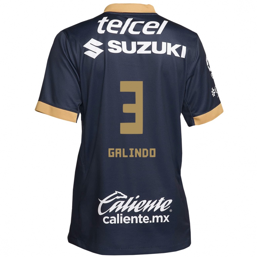 Niño Fútbol Camiseta Ricardo Galindo #3 Obsidiana Dorada Blanca 2ª Equipación 2024/25 Argentina