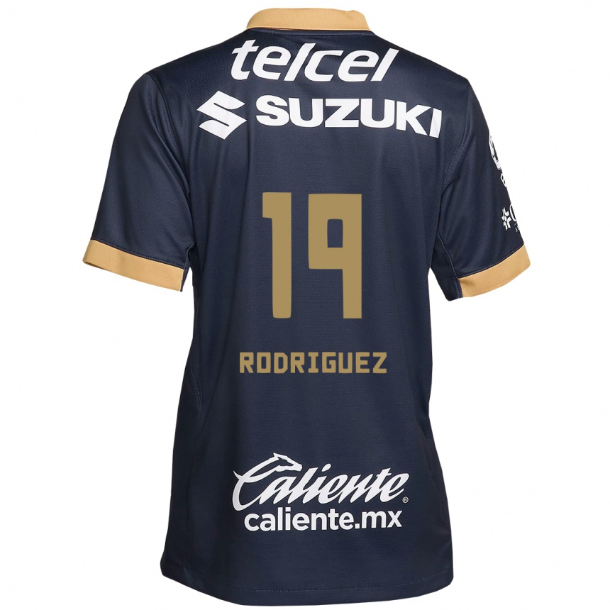 Niño Fútbol Camiseta Yaneisy Rodriguez #19 Obsidiana Dorada Blanca 2ª Equipación 2024/25 Argentina