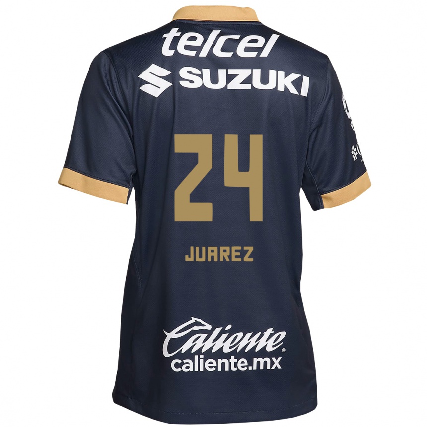 Niño Fútbol Camiseta Gabriela Juarez #24 Obsidiana Dorada Blanca 2ª Equipación 2024/25 Argentina