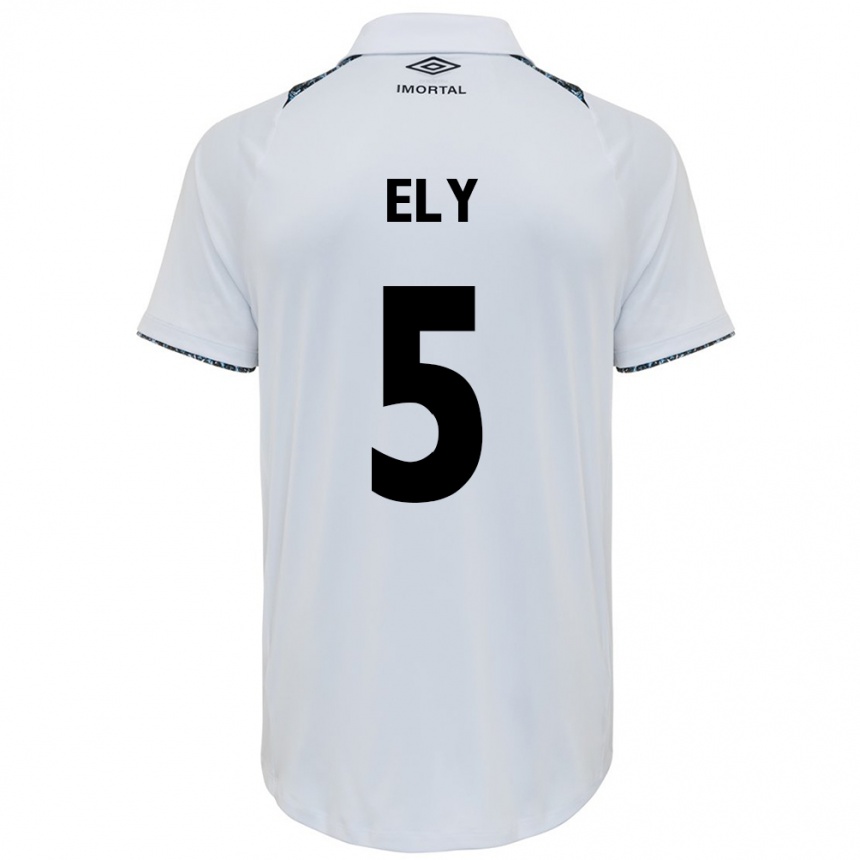 Niño Fútbol Camiseta Rodrigo Ely #5 Blanco Azul 2ª Equipación 2024/25 Argentina