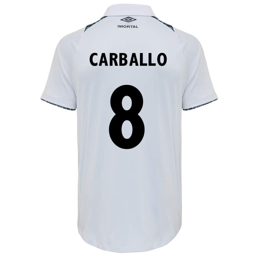 Niño Fútbol Camiseta Felipe Carballo #8 Blanco Azul 2ª Equipación 2024/25 Argentina