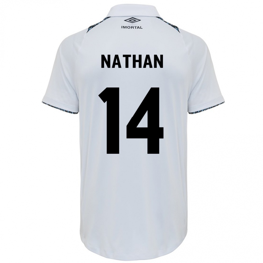 Niño Fútbol Camiseta Nathan #14 Blanco Azul 2ª Equipación 2024/25 Argentina