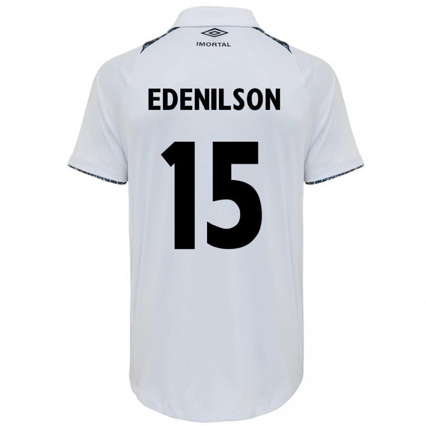 Niño Fútbol Camiseta Edenilson #15 Blanco Azul 2ª Equipación 2024/25 Argentina