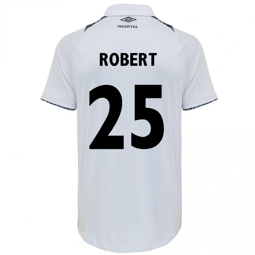 Niño Fútbol Camiseta Jhonata Robert #25 Blanco Azul 2ª Equipación 2024/25 Argentina