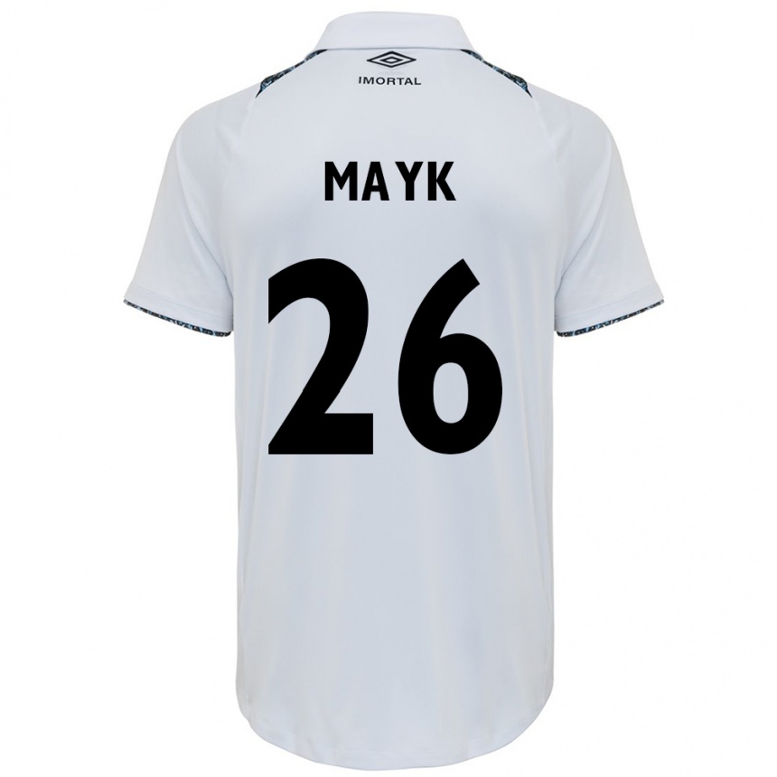 Niño Fútbol Camiseta Mayk #26 Blanco Azul 2ª Equipación 2024/25 Argentina