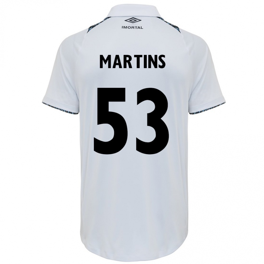 Niño Fútbol Camiseta Gustavo Martins #53 Blanco Azul 2ª Equipación 2024/25 Argentina