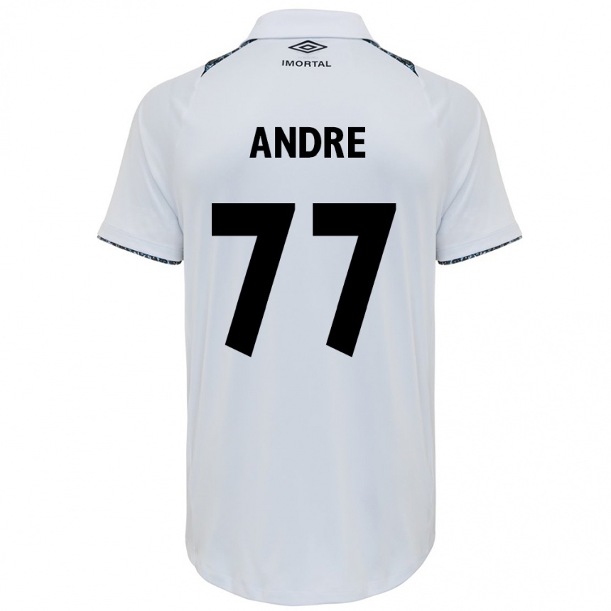 Niño Fútbol Camiseta André #77 Blanco Azul 2ª Equipación 2024/25 Argentina