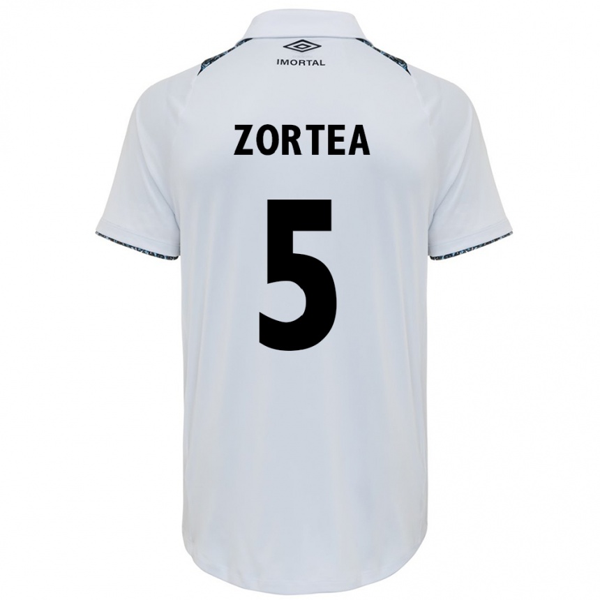 Niño Fútbol Camiseta Bernardo Zortea #5 Blanco Azul 2ª Equipación 2024/25 Argentina